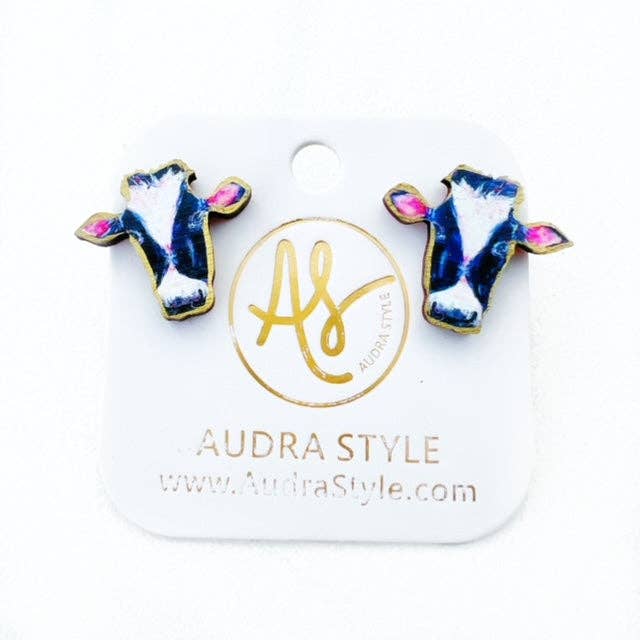Cow Stud Earring Farm Animal Fall Pop Art