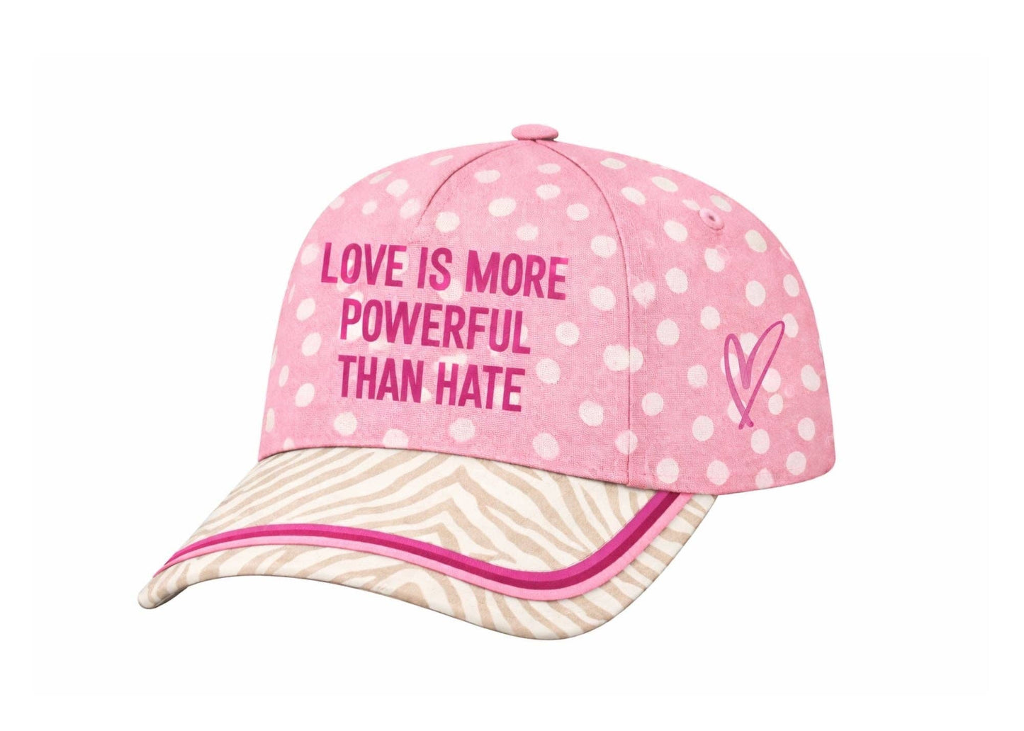 "Love is More Powerful" on Pink Cap With Patch Work