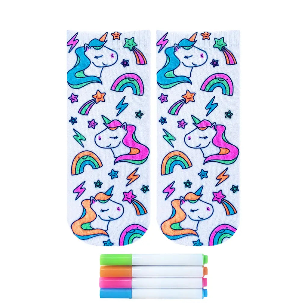 ANKLE SOCKS - DIY COLORING KIT - UNICORN GALAXY