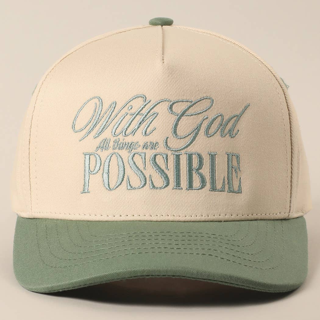 With God All Possible Embroidery Baseball Cap