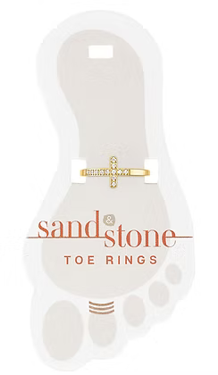 Gold CZ Cross Sand & Stone Toe Ring