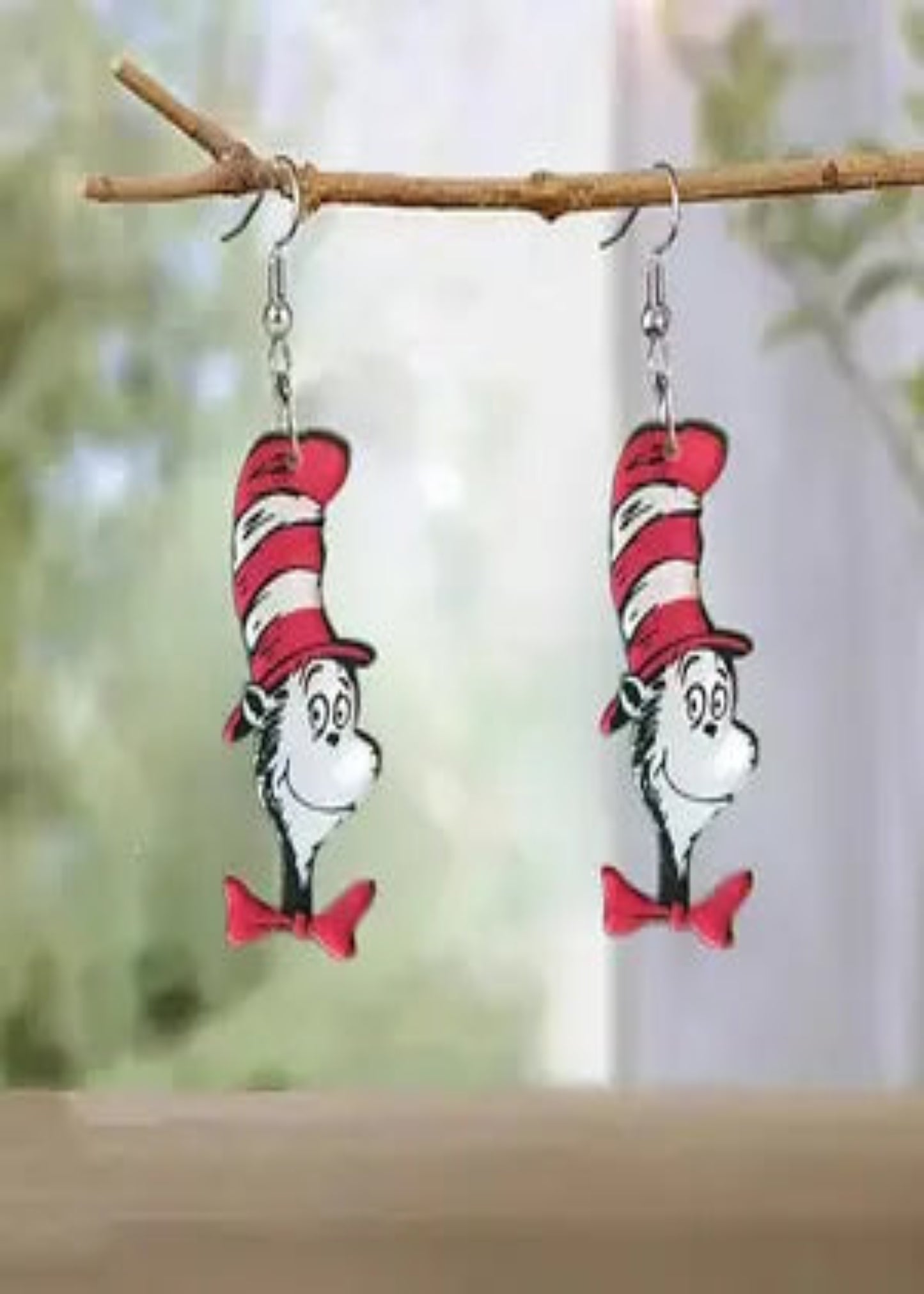 Acrylic Cat in the Hat Earrings for Women
