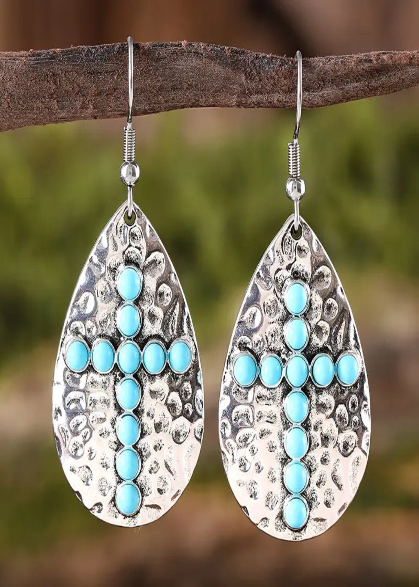 Vintage Distressed Water Drop-shaped Earrings