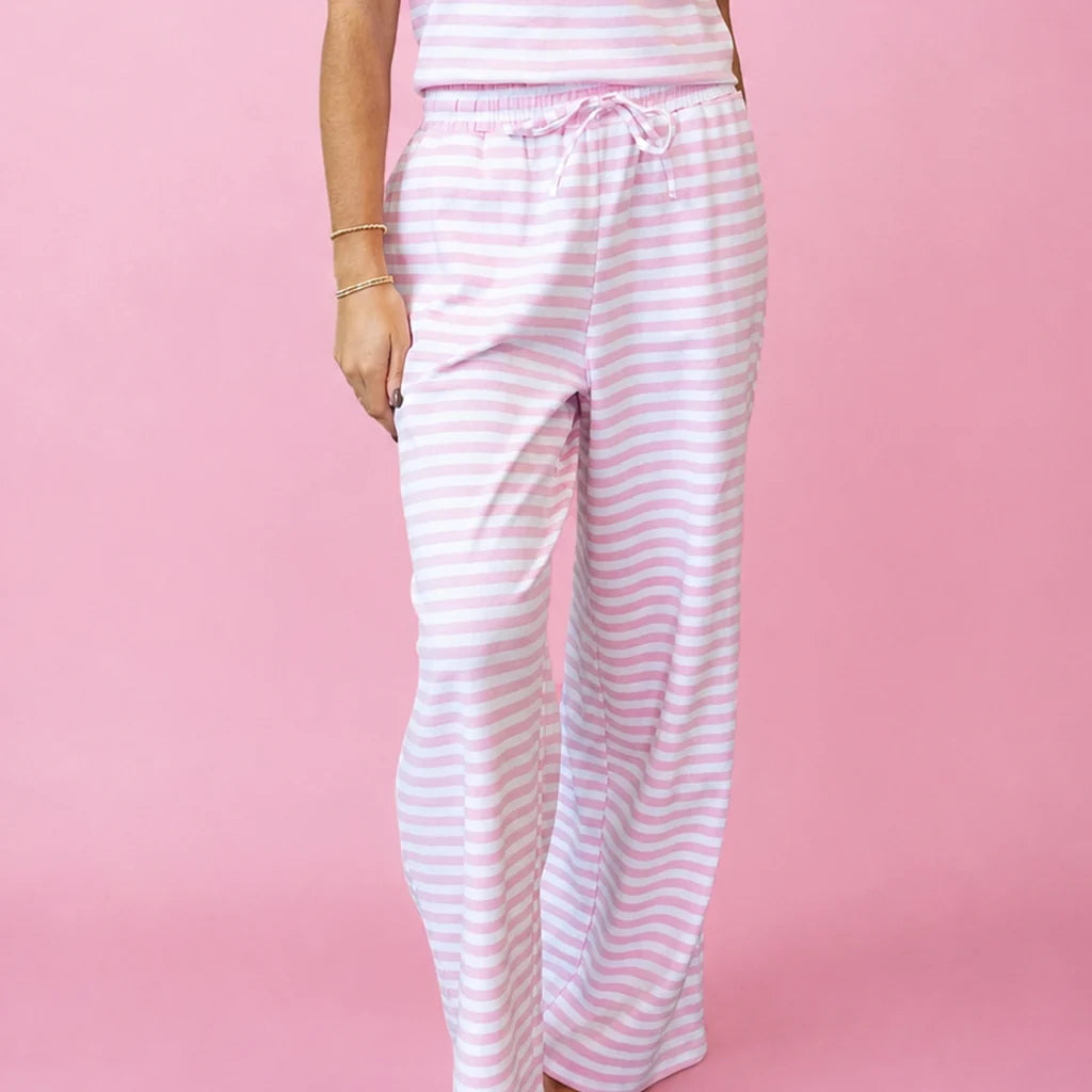 STRIPE MONOCHROME PANTS - LIGHT PINK