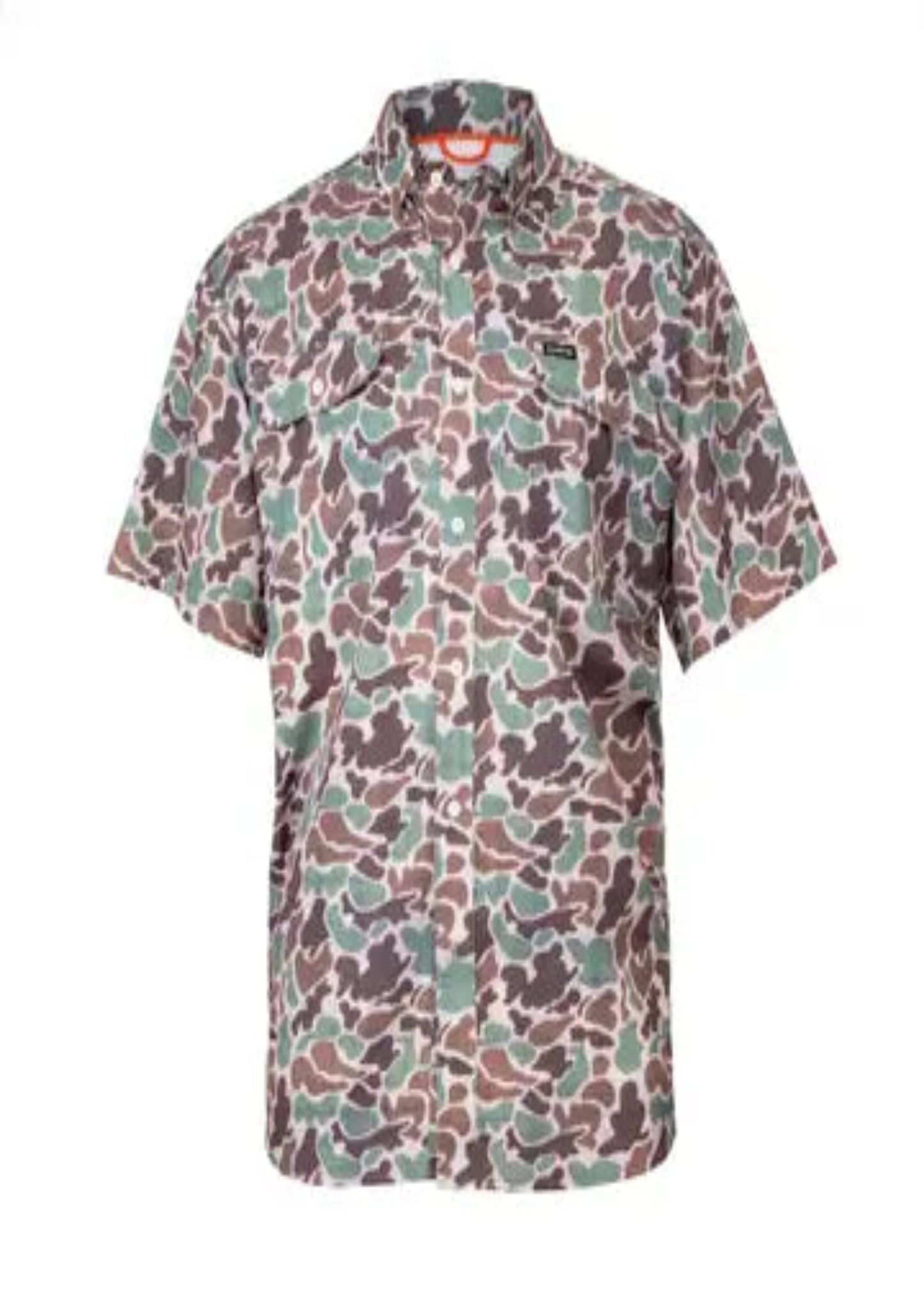 CAMO BUTTON DOWN SHORT SLEEVE DIS