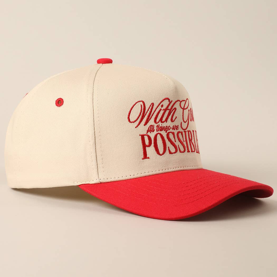 With God All Possible Embroidery Baseball Cap