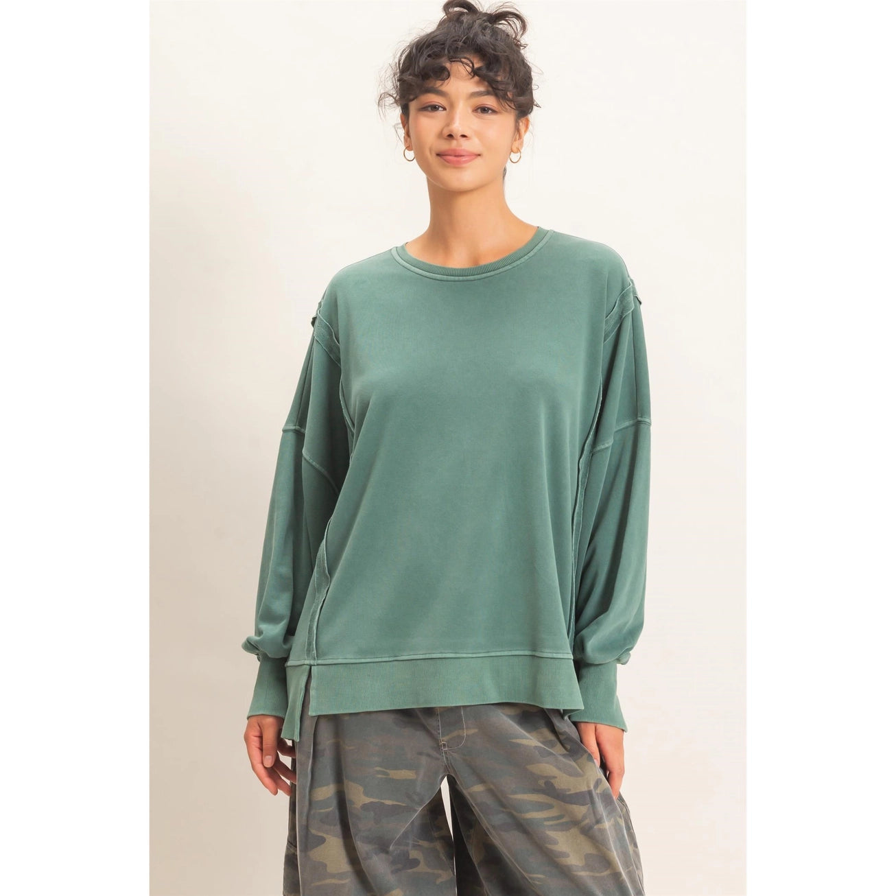 MADDY OVERSIZED SWEATSHIRT - DARK GREEN