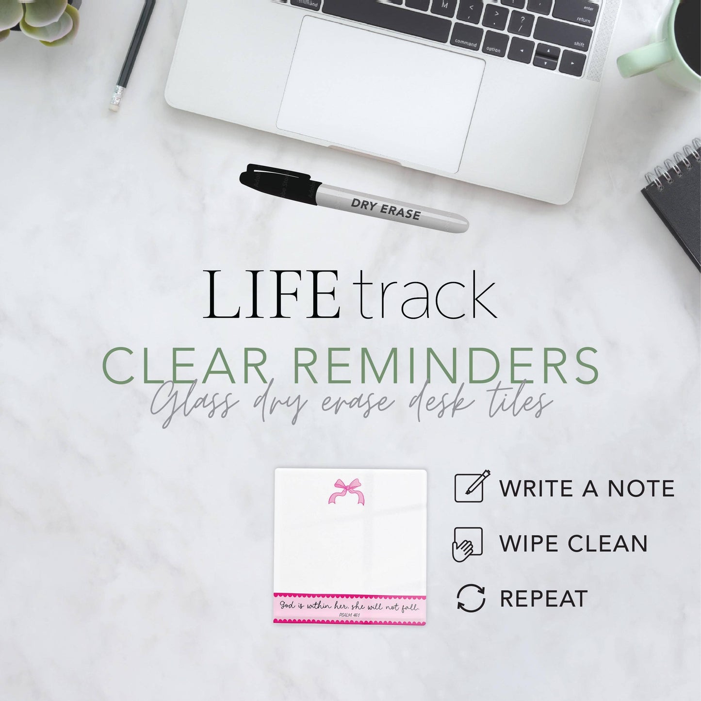 Stocking Stuffer,Pink Bows God Is Within Her Dry Erase Notes