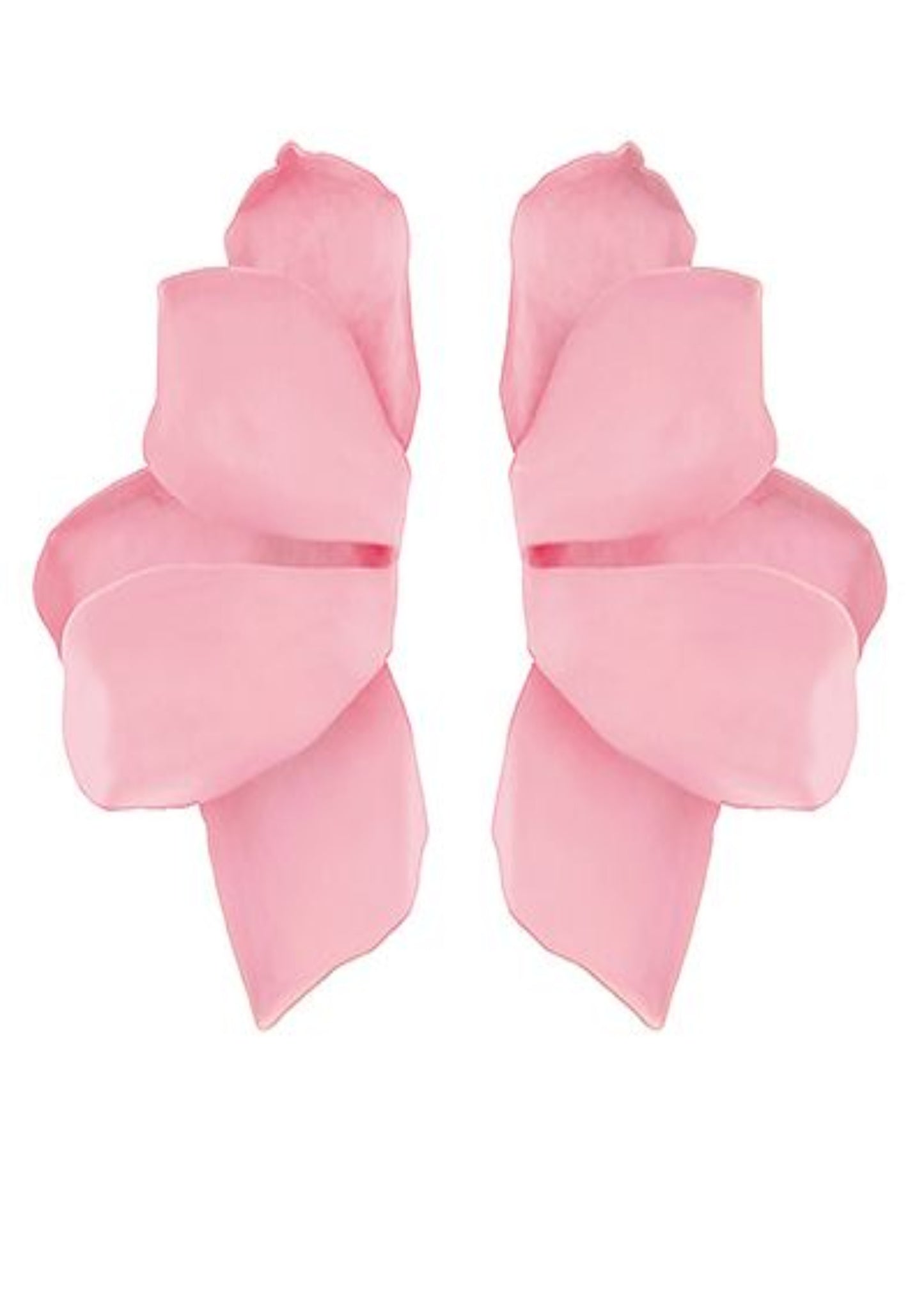 COLOR COATED HALF FLOWER EARRINGS-PINK