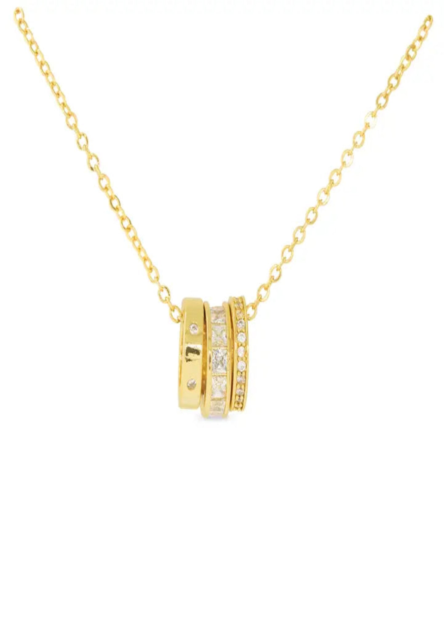 Cz Triple Ring Necklace