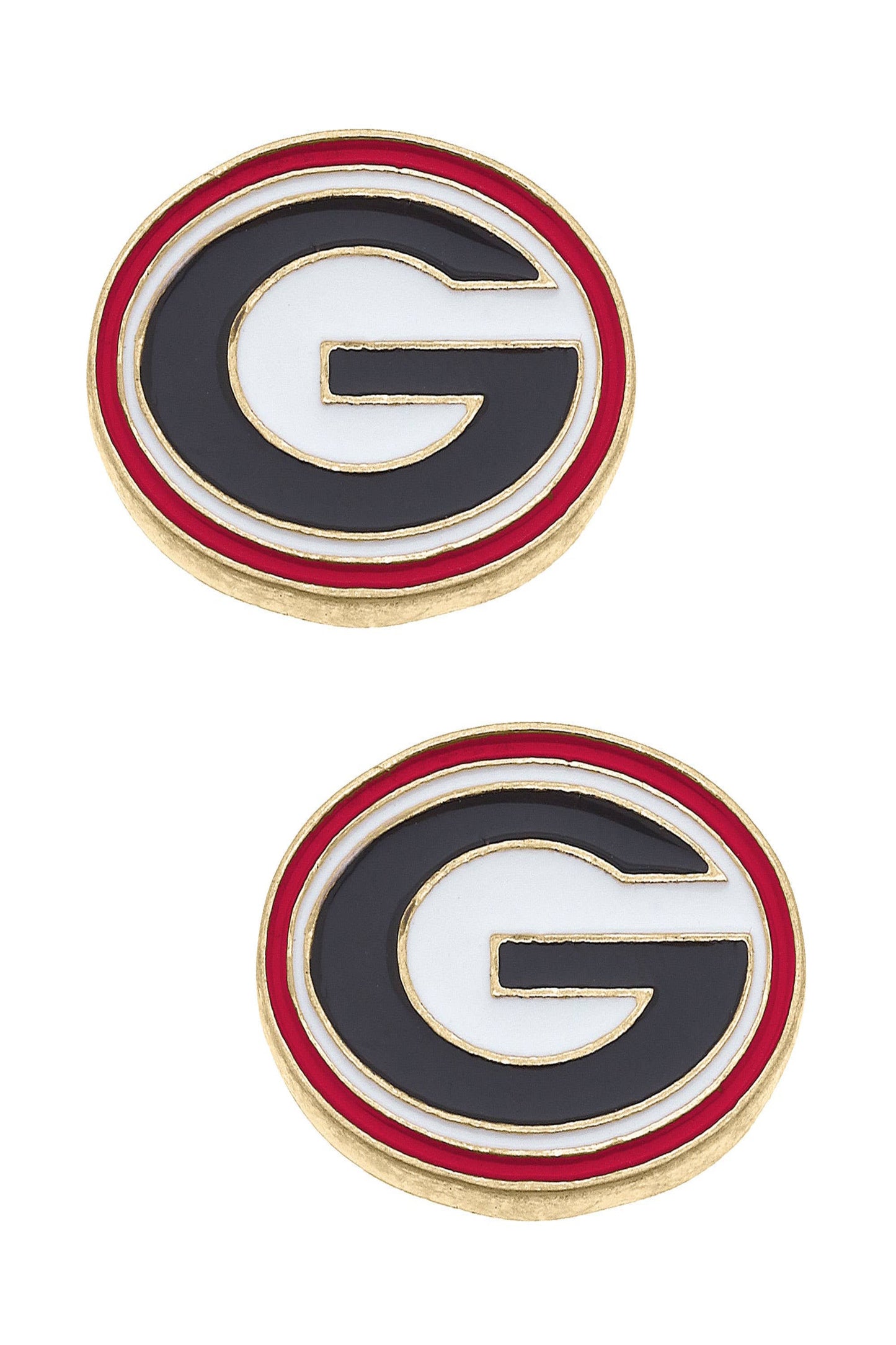 Georgia Bulldogs Enamel Logo Stud Earrings in Shiny Gold