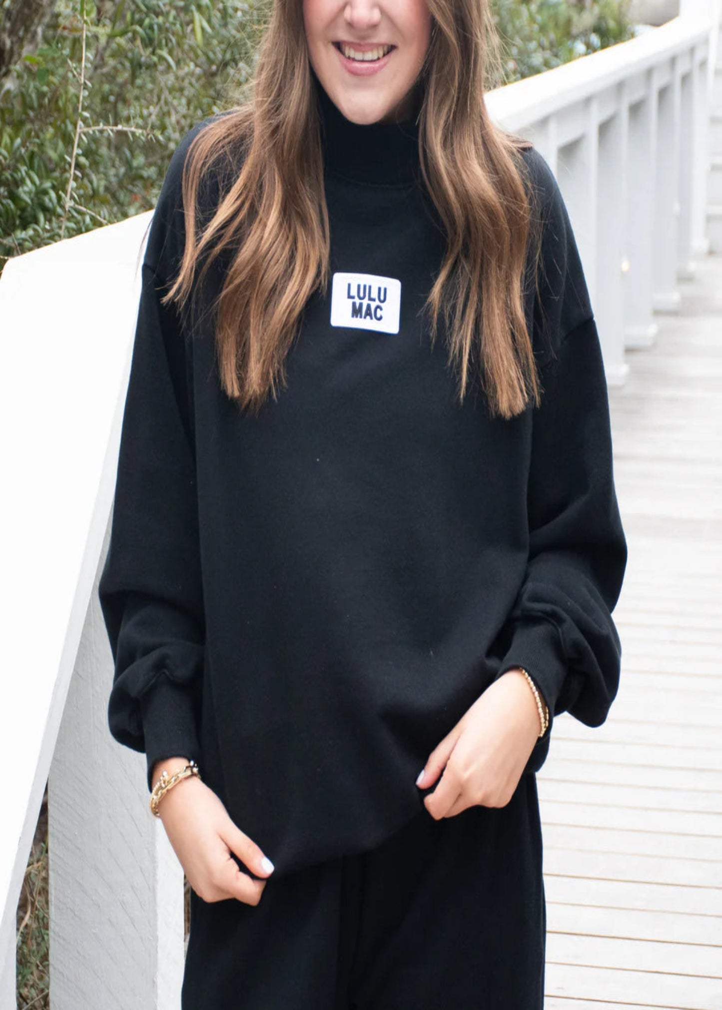 LONG SLEEVE TERRY CLOTH SWEATSHIRT - BLACK