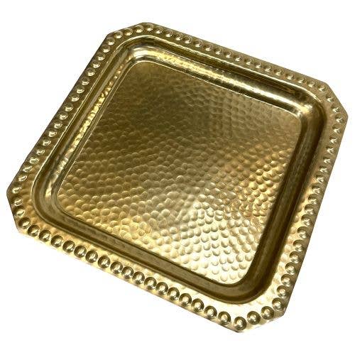 GOLD SQUARE BEADED EDGE TRAY