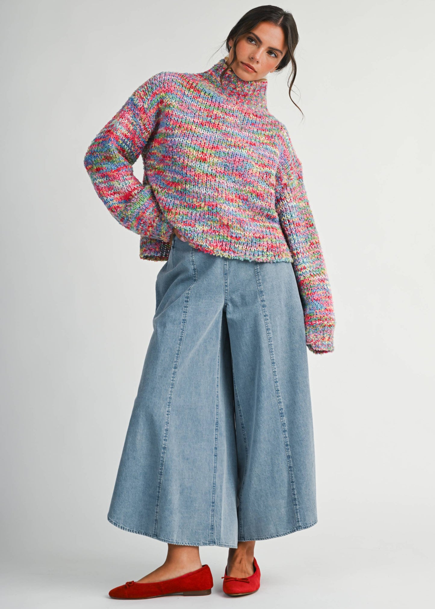 3320IK Chunky Marled Turtleneck Sweater