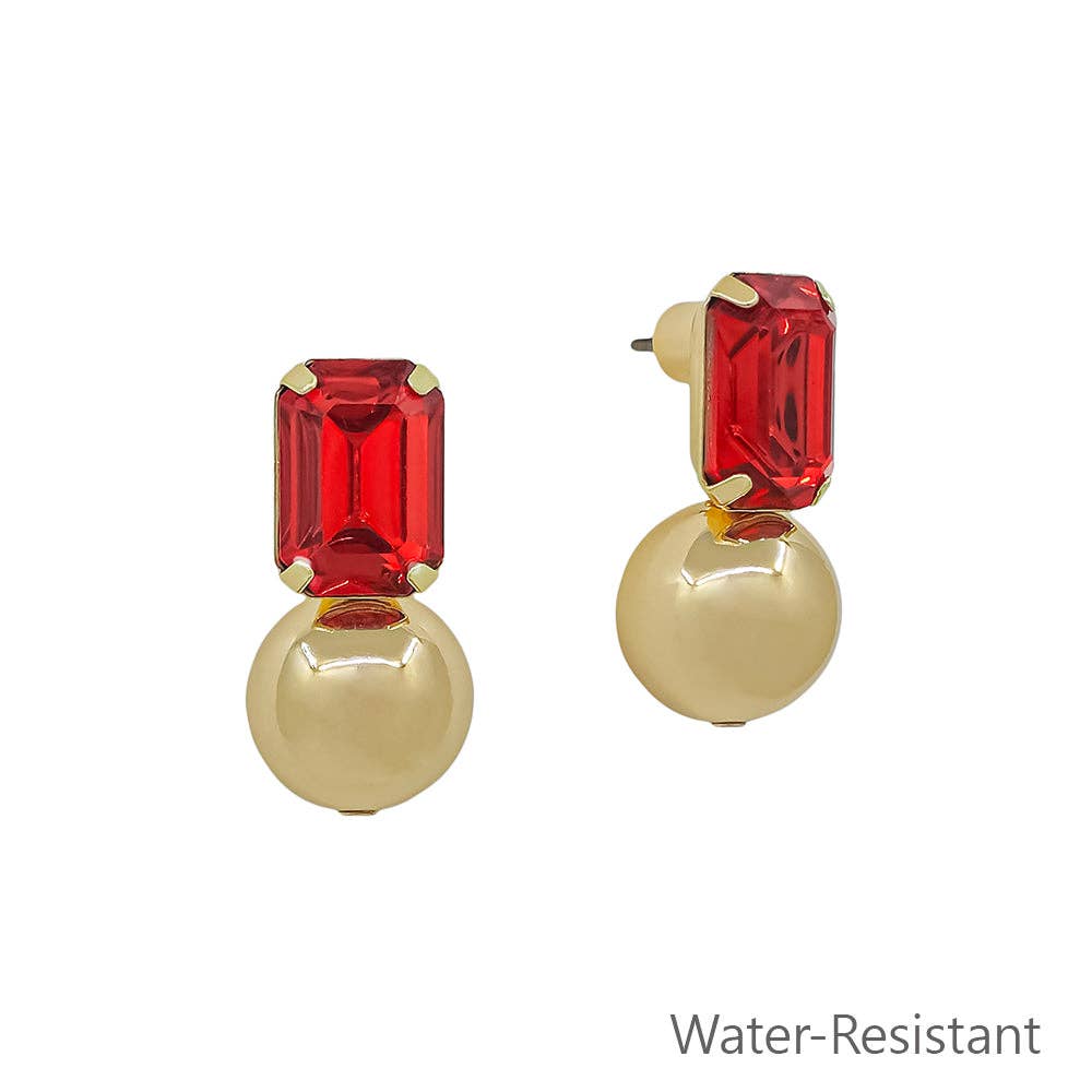 Water Resistant Red 14MM Ball Earring