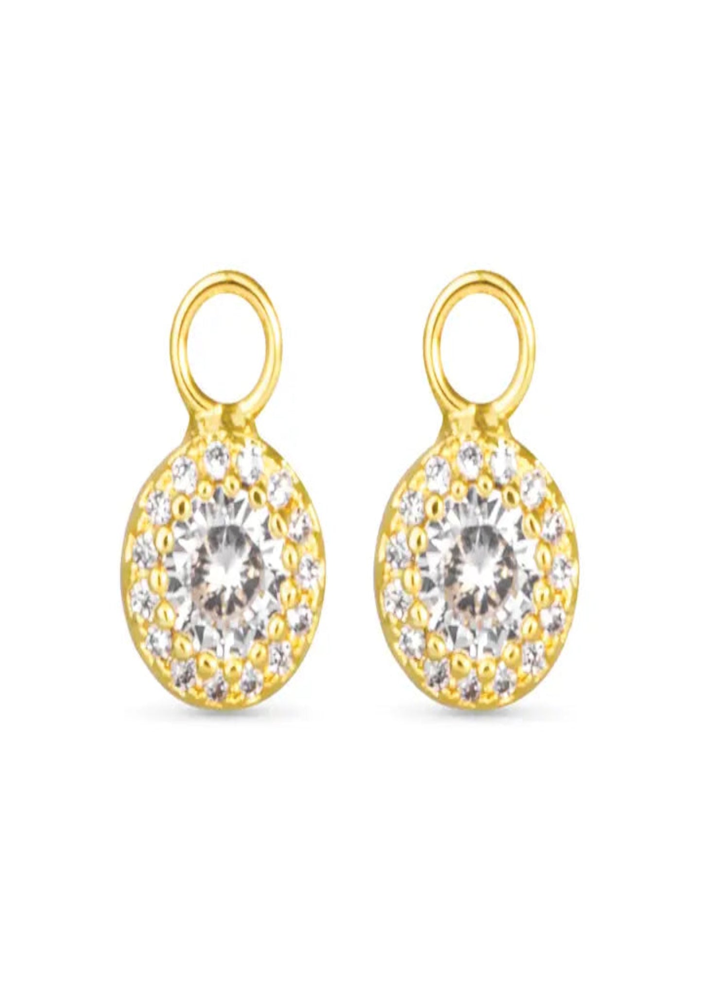 Clear Cz Halo Earring Charm - Gold
