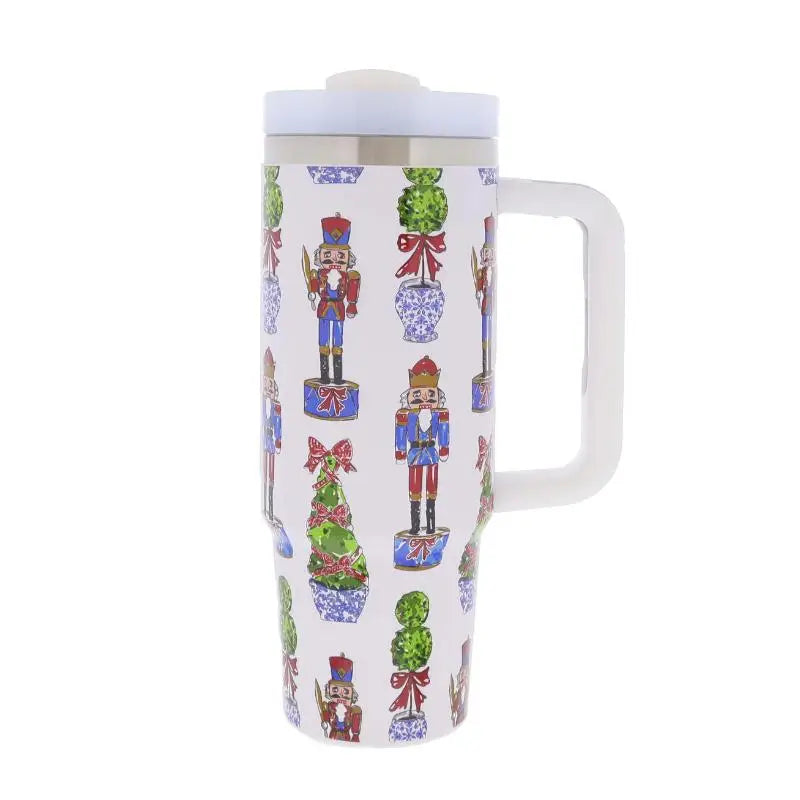 FESTIVE NUTCRACKER - 30 OUNCE TUMBLER WITH STRAW