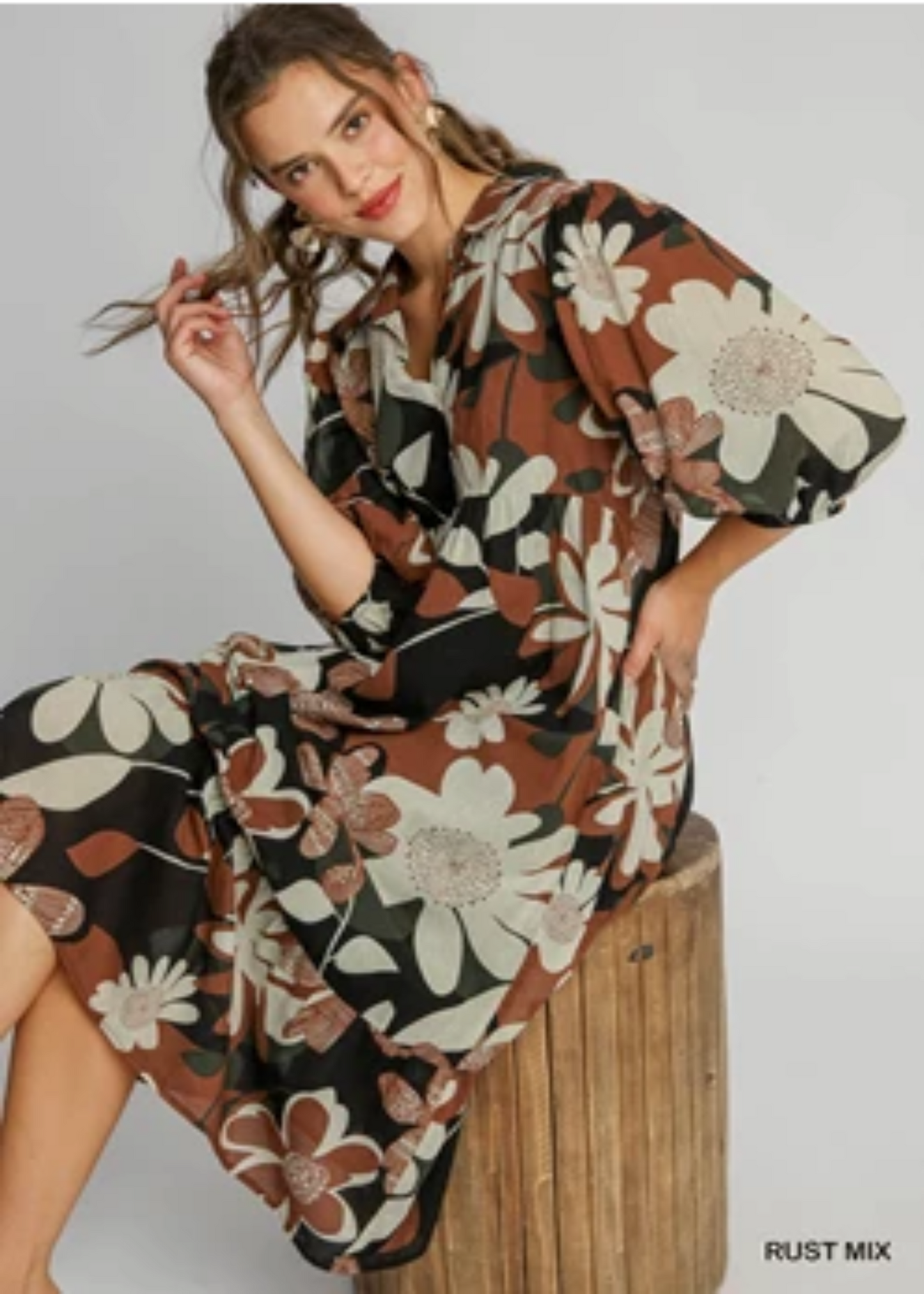 LAINEY DRESS - RUST MIX