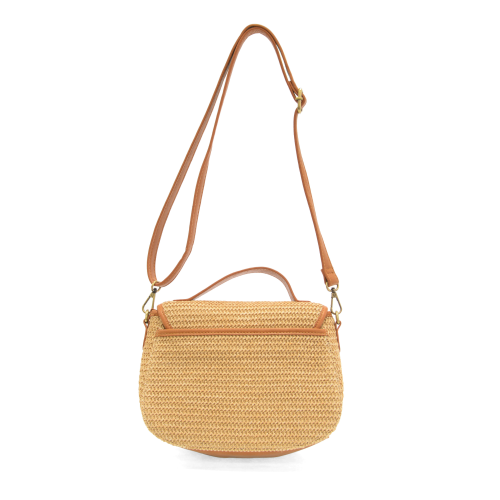 Natural Straw Hattie Bamboo Turnlock Top Handle Flap Crossbody