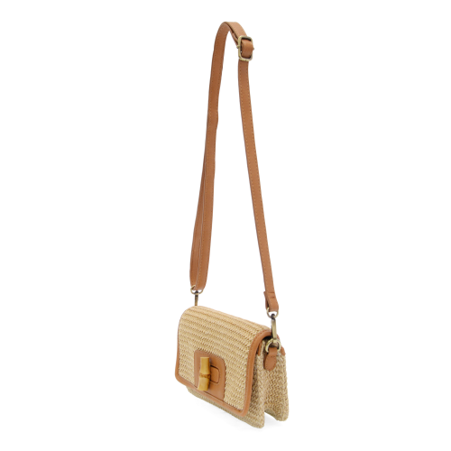 Natural Straw Bonnie Mini Organizer Bamboo Turnlock Crossbody