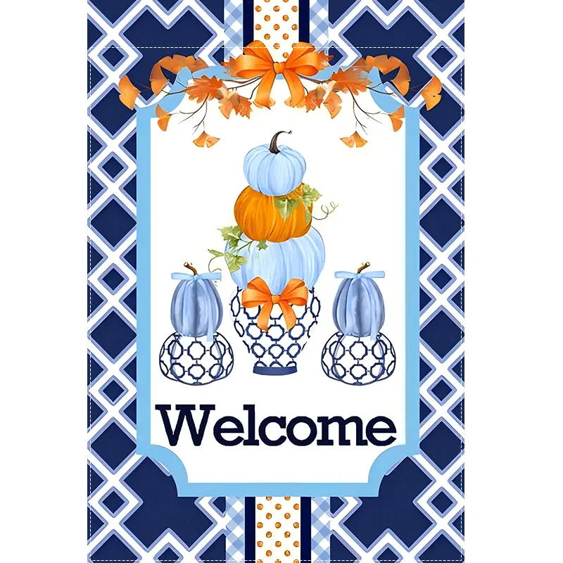 Welcome to The Charming College-Style Pumpkin Garden Flag