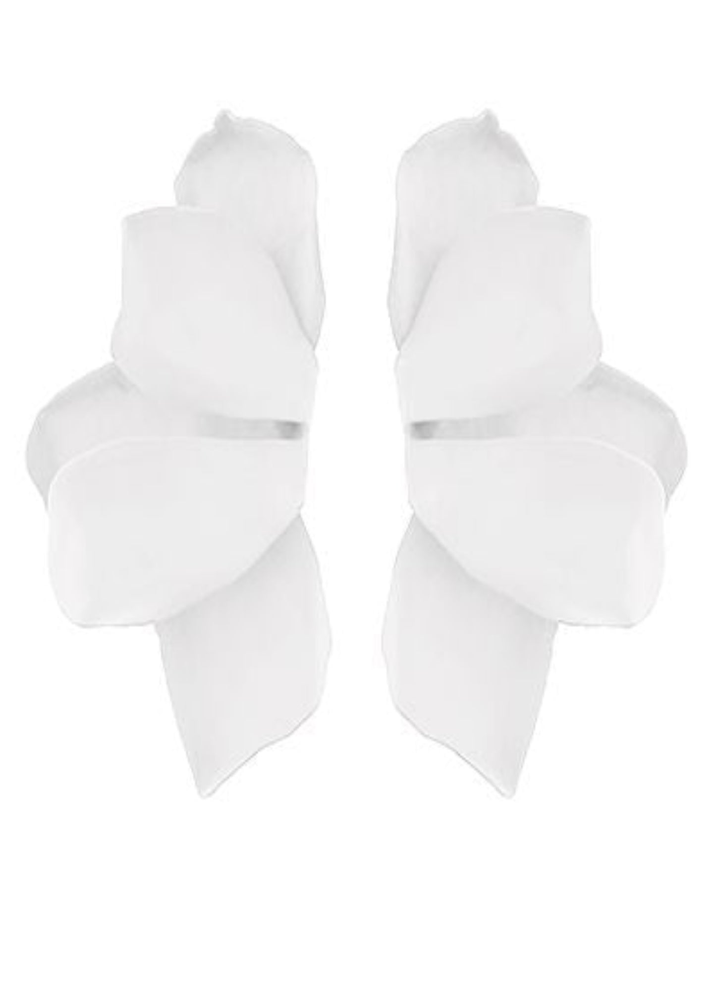 COLOR COATED HALF FLOWER EARRINGS-WHITE