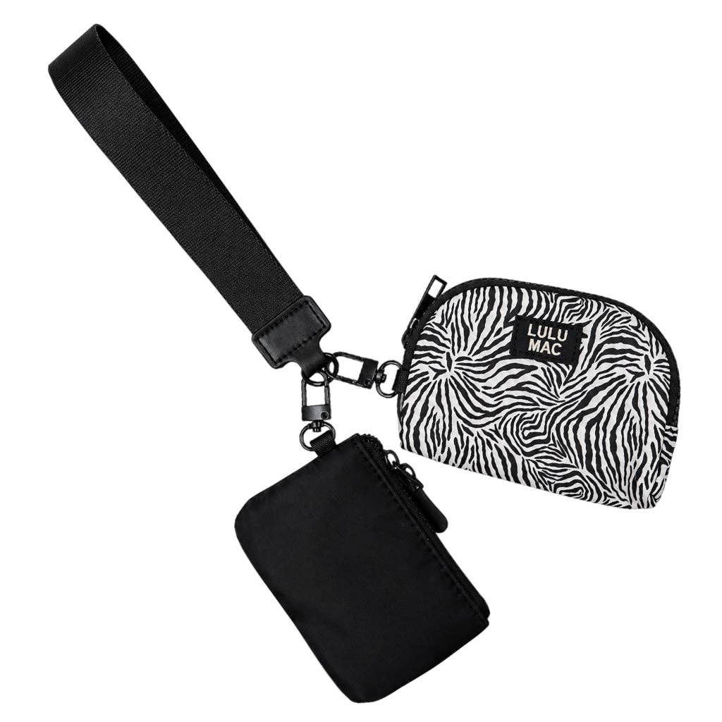 Zebra Print Lulu Mac Double Pouch Wristlet