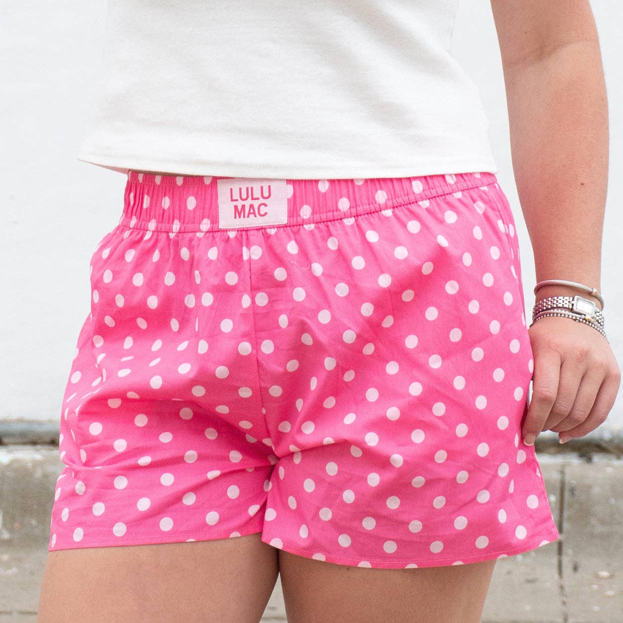 PINK LIGHT PINK POLKA DOT SHORTS