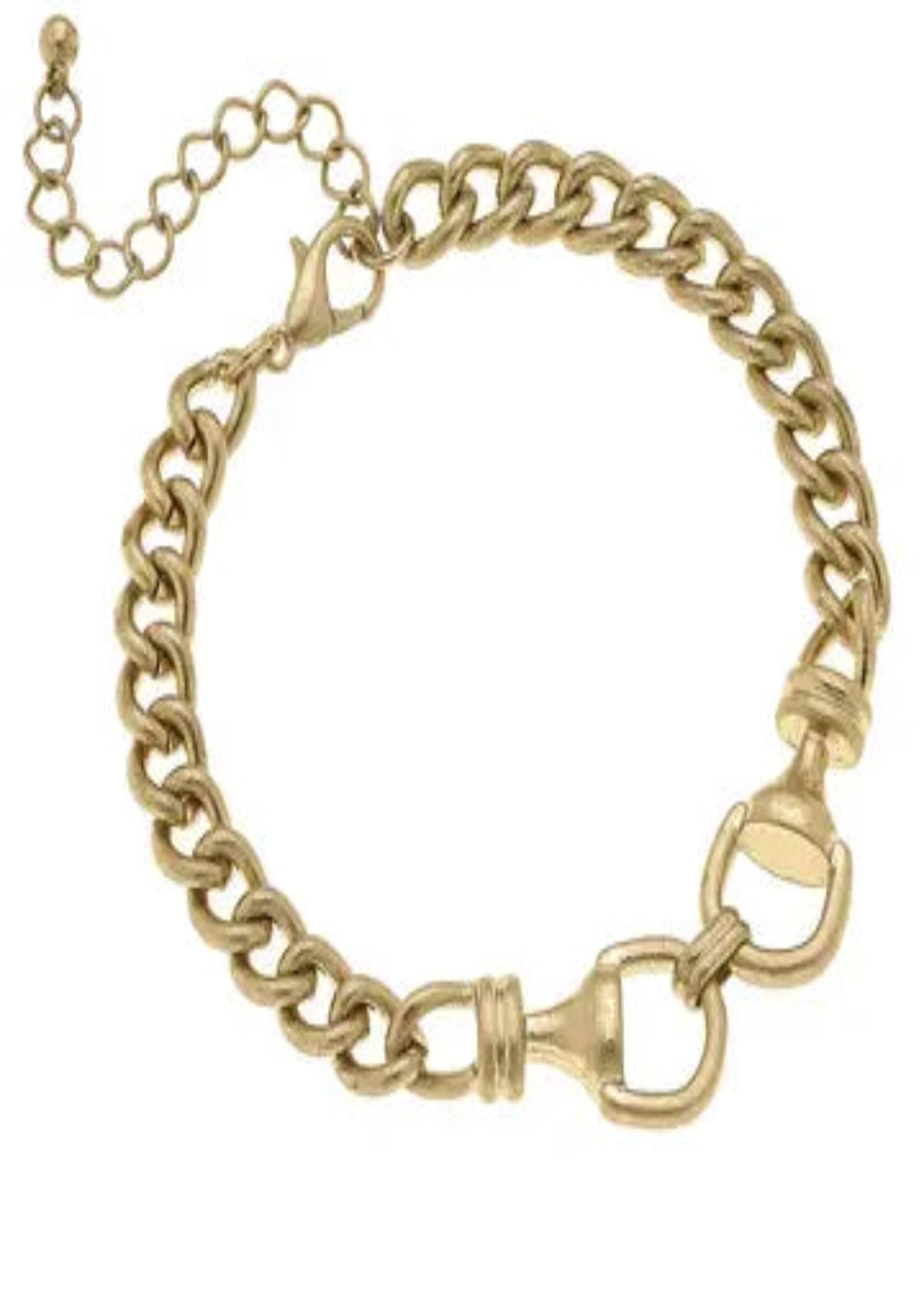 Jacklynn Linked Horsebit Bracelet in Worn Gold