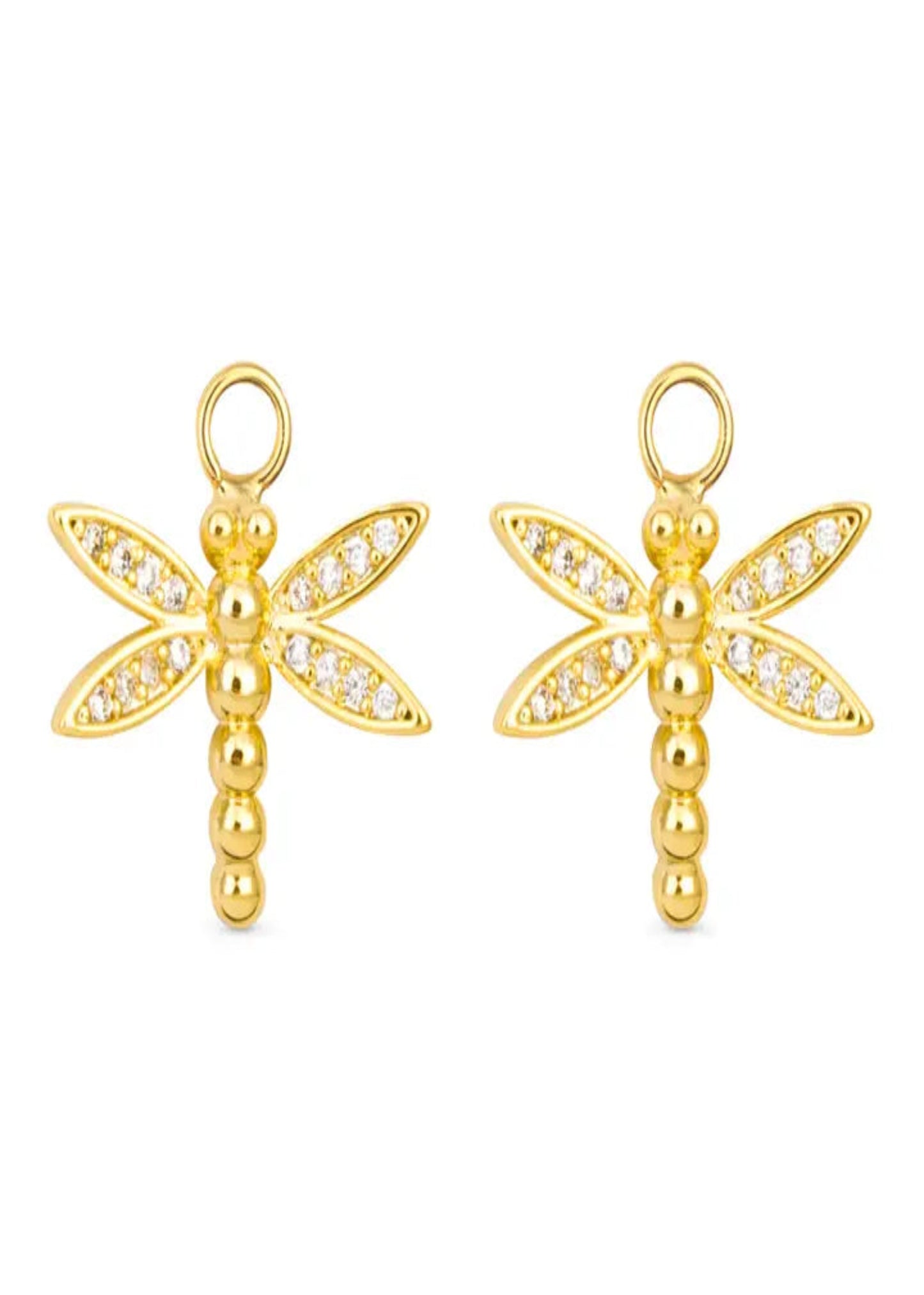 Cz Dragonfly Earring Charm - Gold