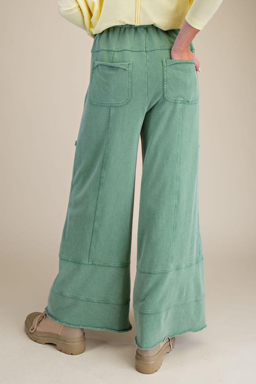 CANDICE MINERAL WASHED PANTS - JUNIPER GREEN