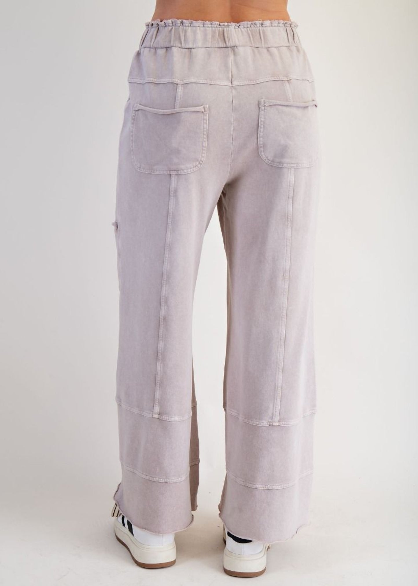 CANDICE MINERAL WASHED PANTS - LIGHT KHAKI