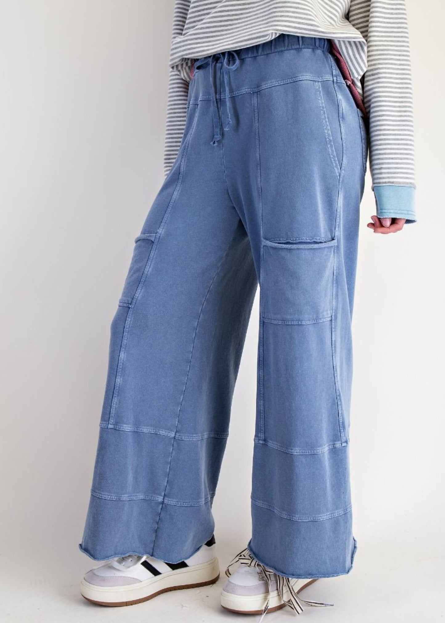 CANDICE MINERAL WASHED PANTS - WASHED DENIM