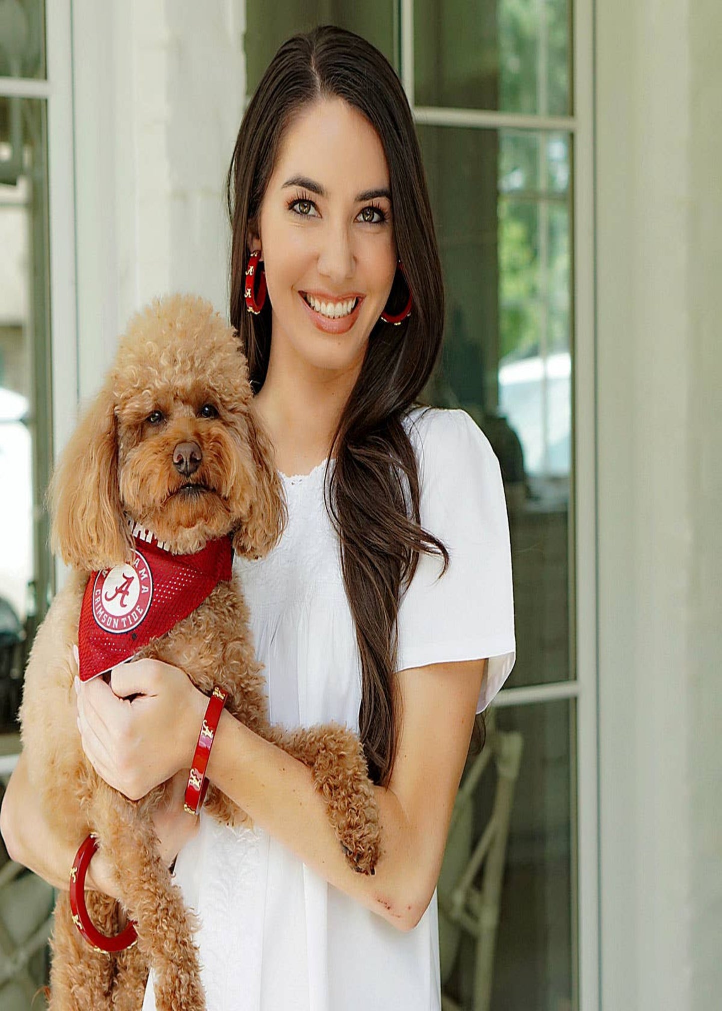 Alabama Crimson Tide Resin Logo Hoop Earrings in Crimson