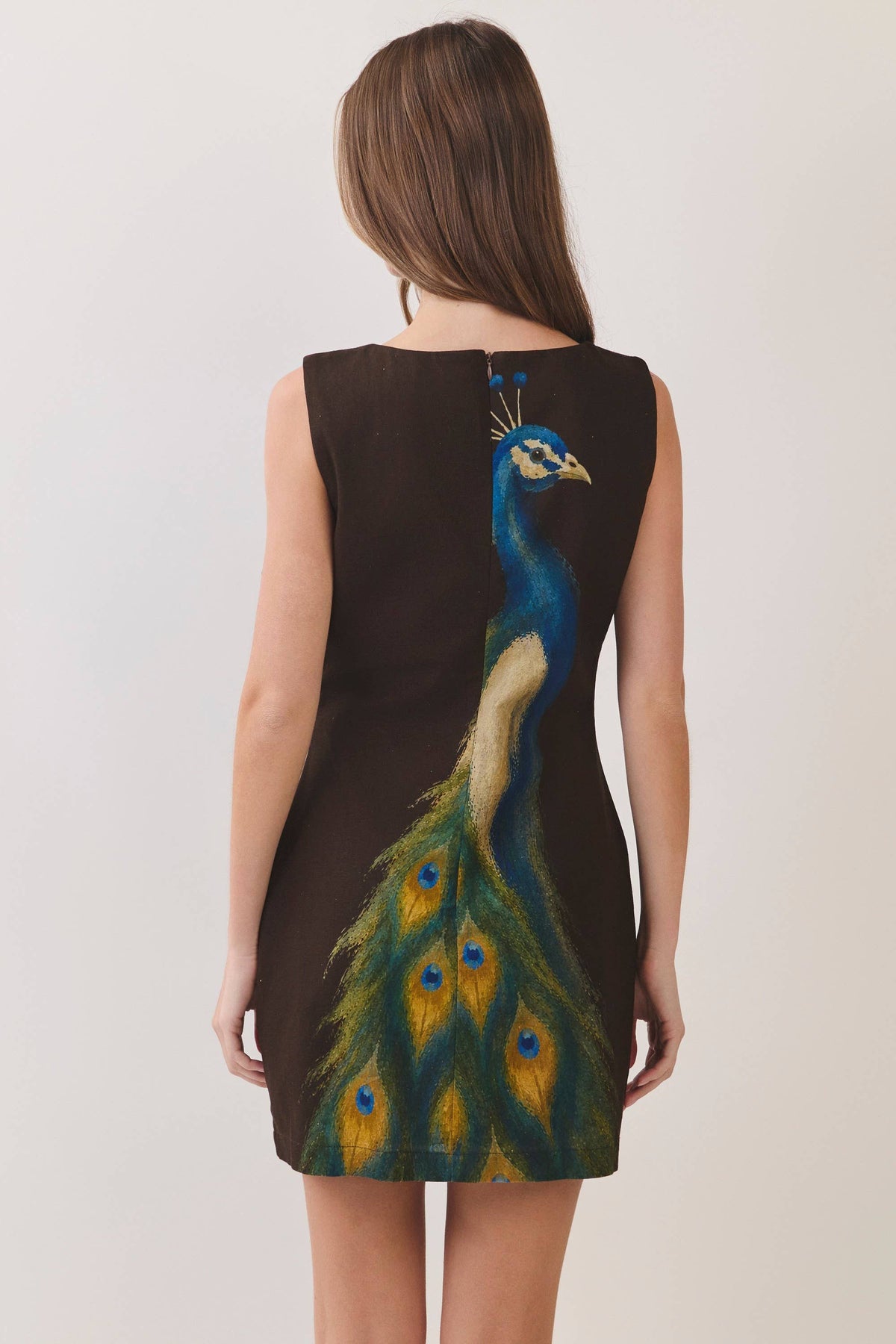 Peacock Print Mini Dress
