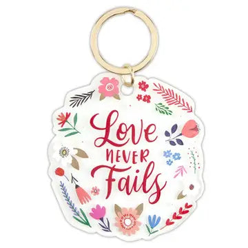ACRYLIC KEYCHAIN: LOVE NEVER FAILS
