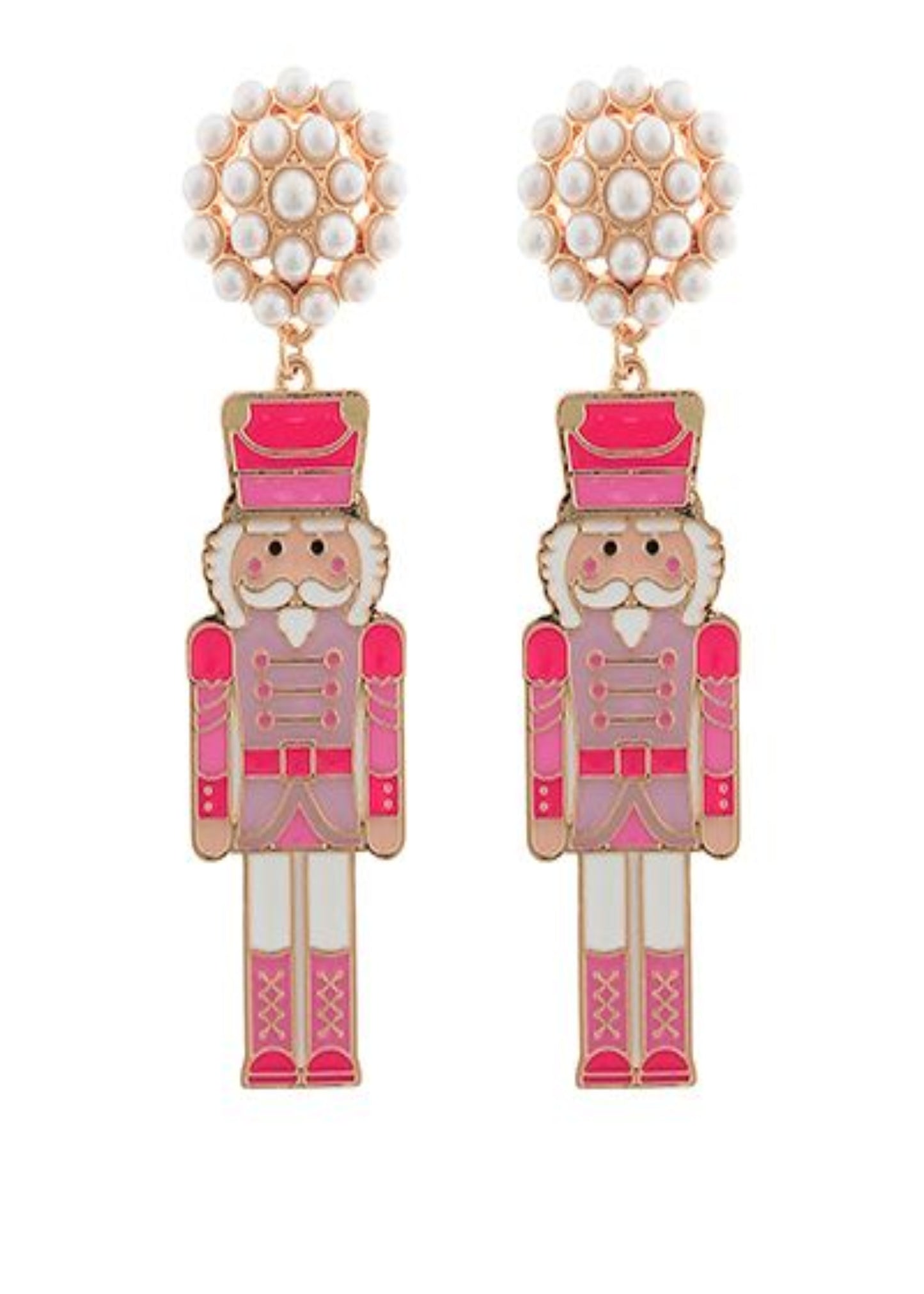 ENAMEL COATED METAL NUTCRACKER EARRING-FUCHSIA