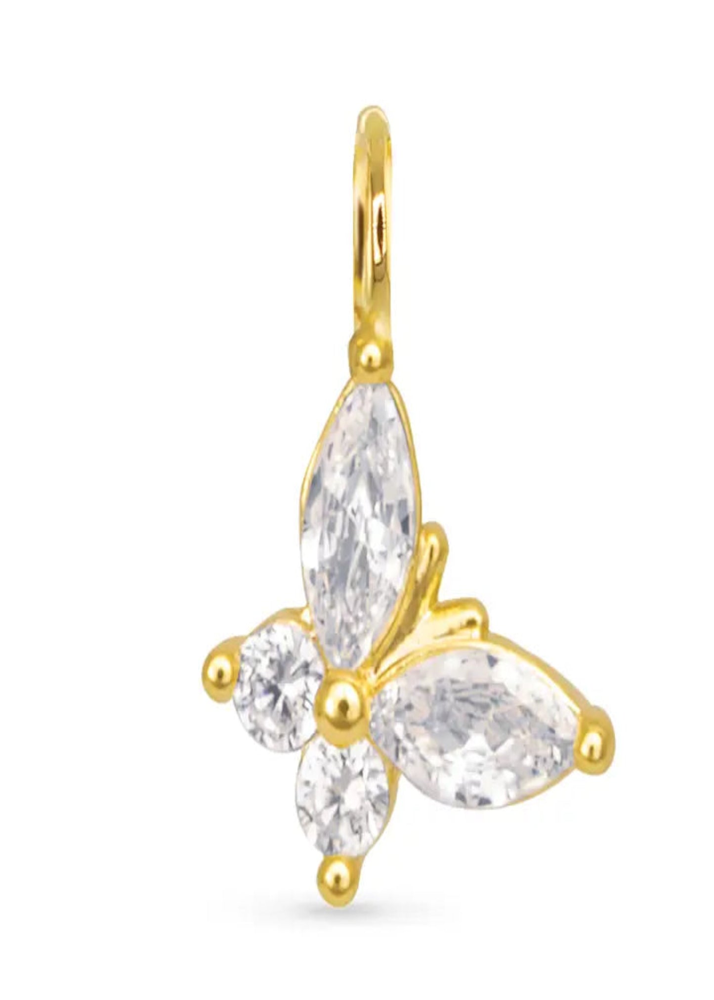 Cz Butterfly Necklace Charm - Gold