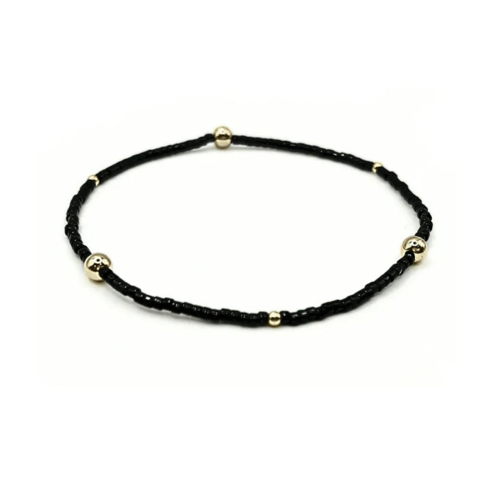 Game Day Gold-Filled & Natural Rice Pearls Waterproof Bracelets- Black