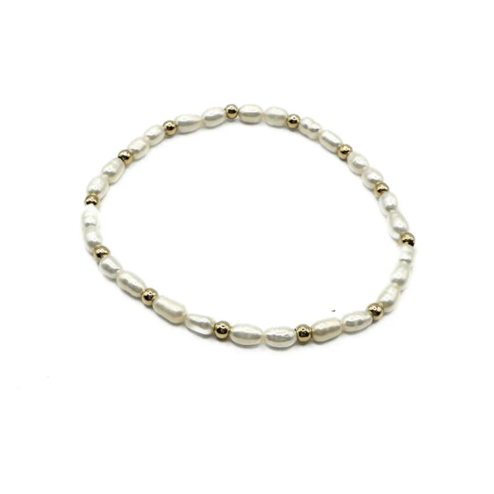 Rice Pearl Bracelet with 3mm 14k Gold-Filled beads