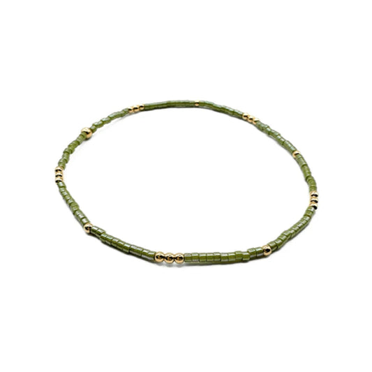 2mm Newport EVERGREEN + Gold Filled Waterproof Bracelet