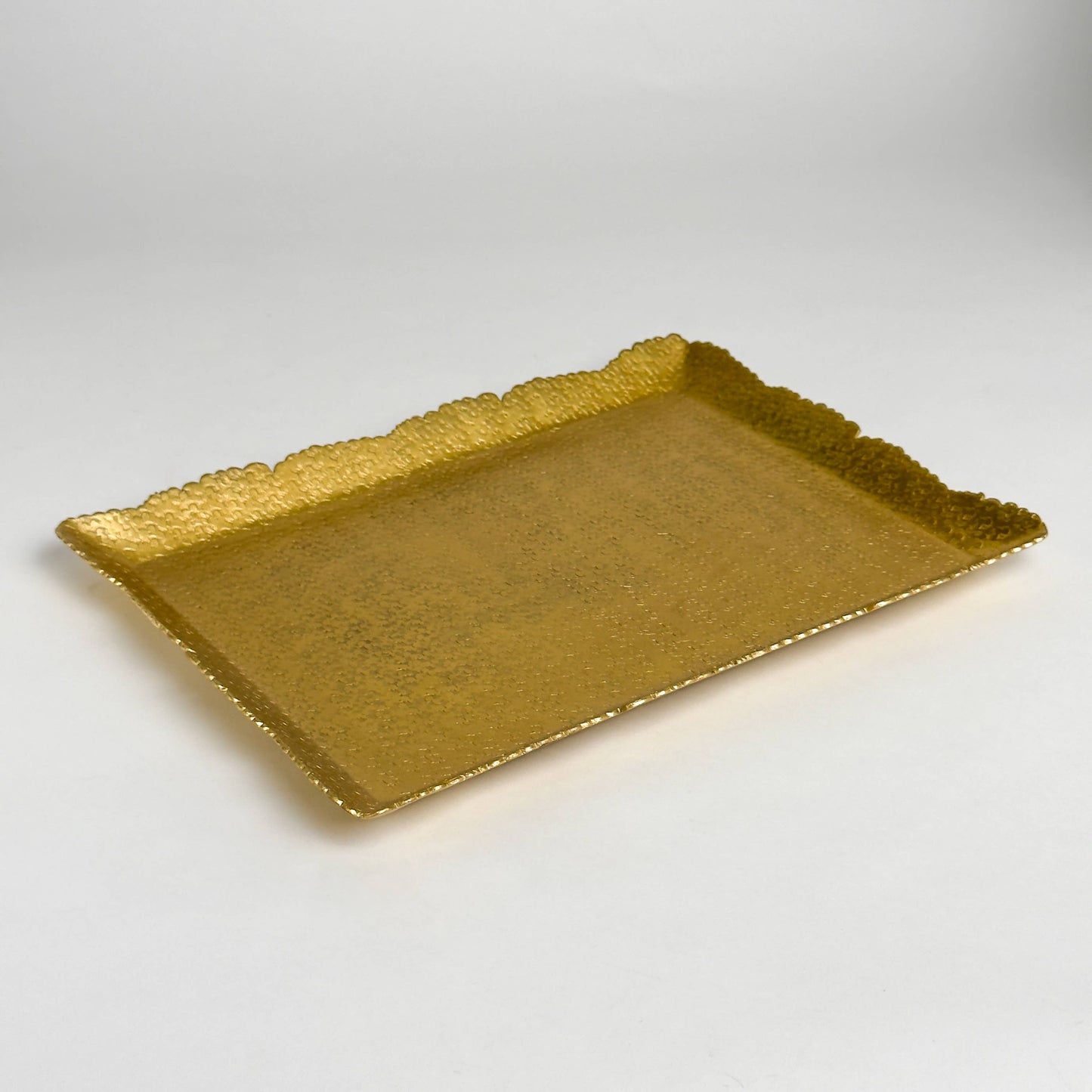 Small Rectangle Gold Aluminum Hammered Cutting Tray