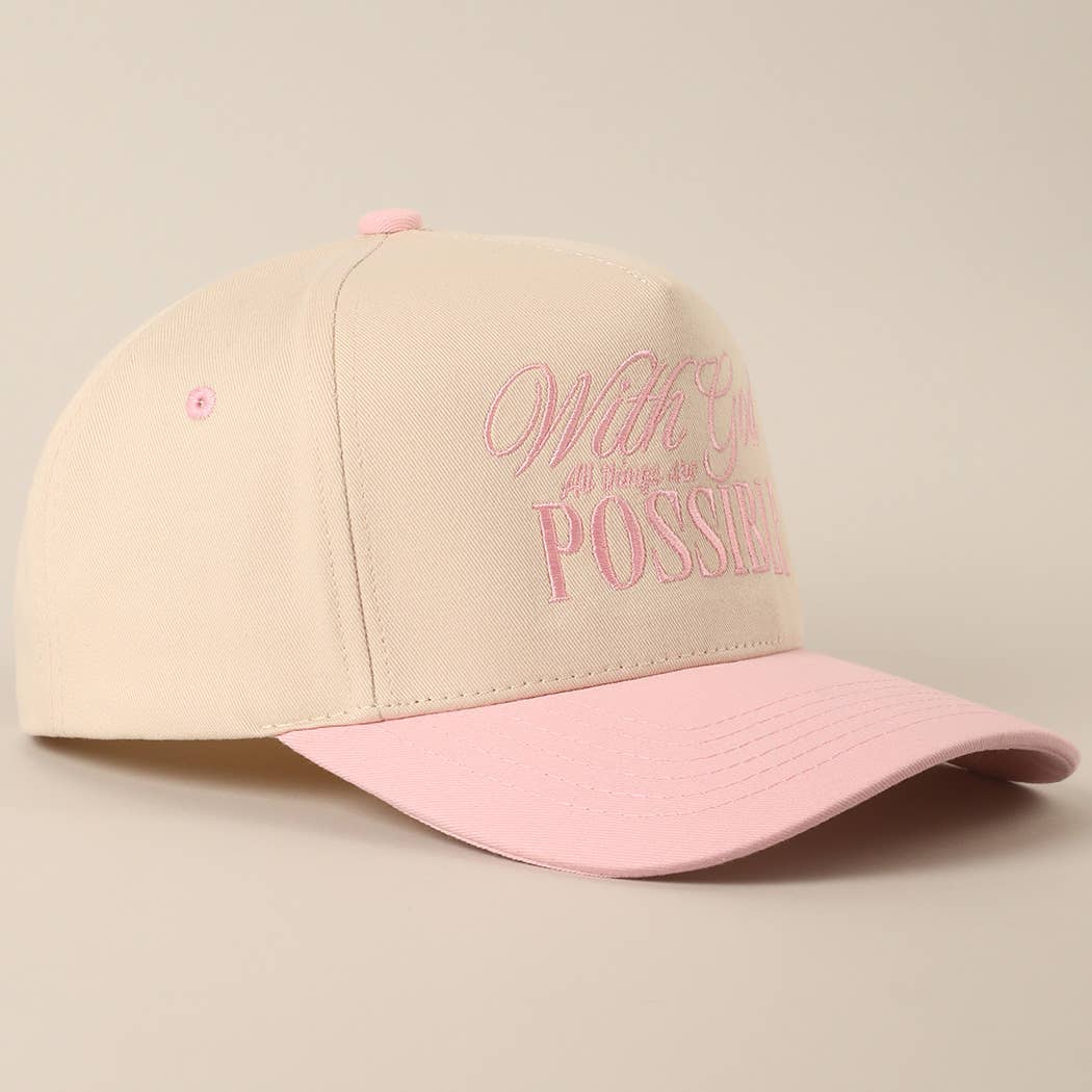 With God All Possible Embroidery Baseball Cap