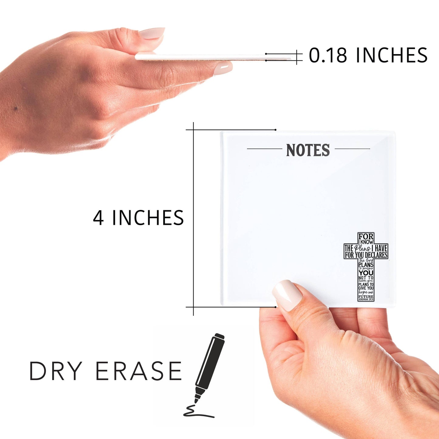 Graduation Gifts, 4x4 Dry Erase Desk Tile with Marker, Cross