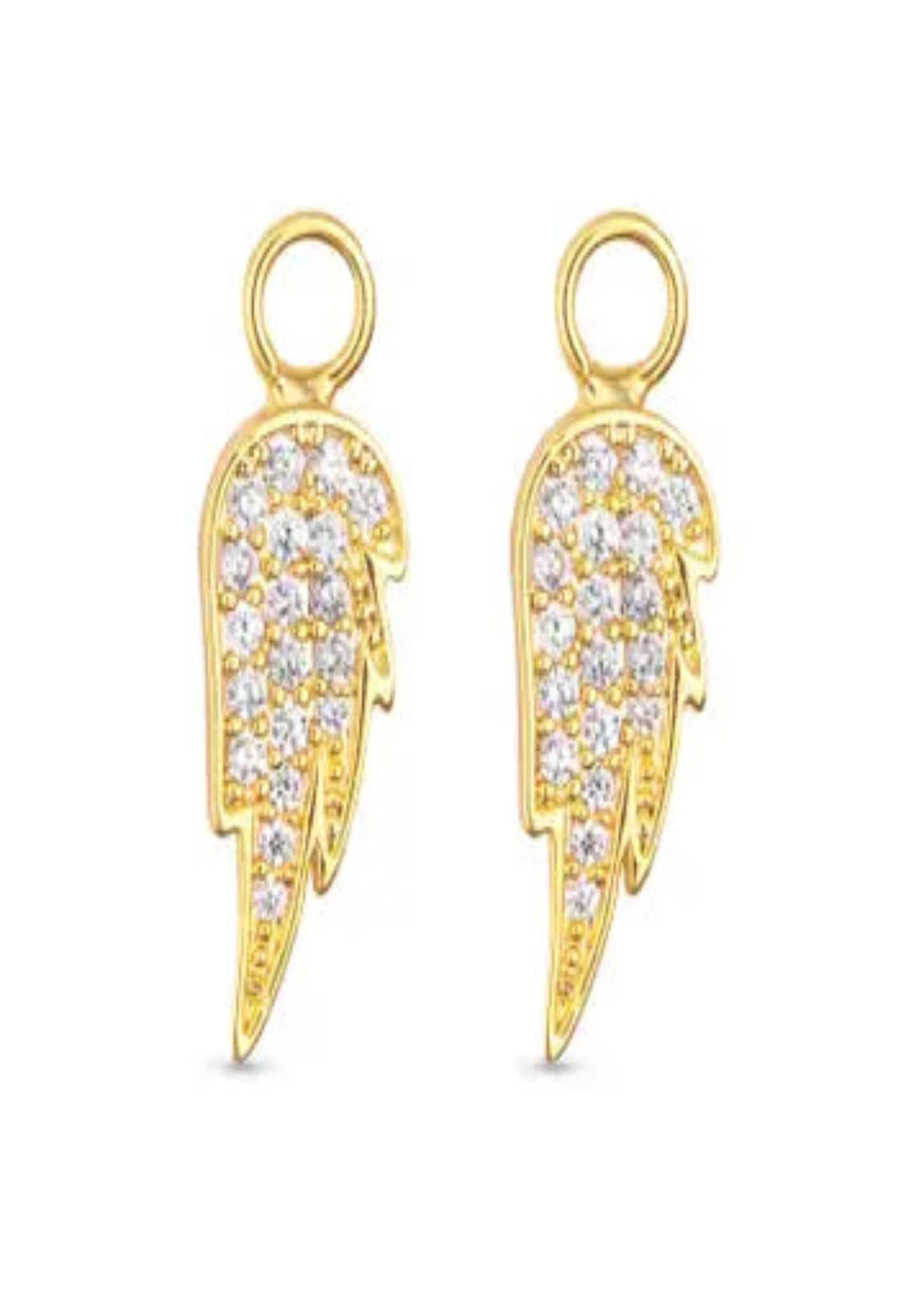 Cz Angel Wing Earring Charm - Gold