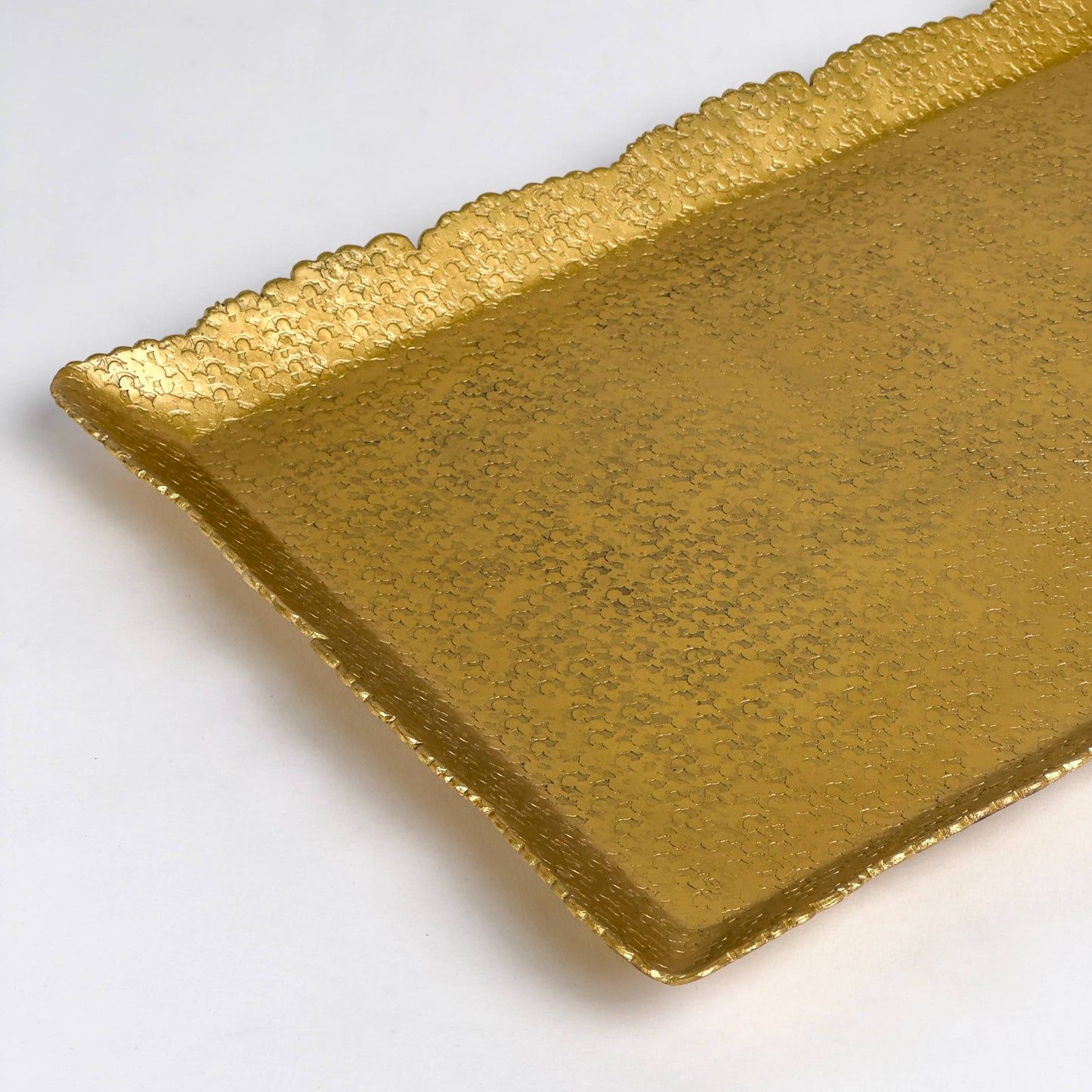 Small Rectangle Gold Aluminum Hammered Cutting Tray