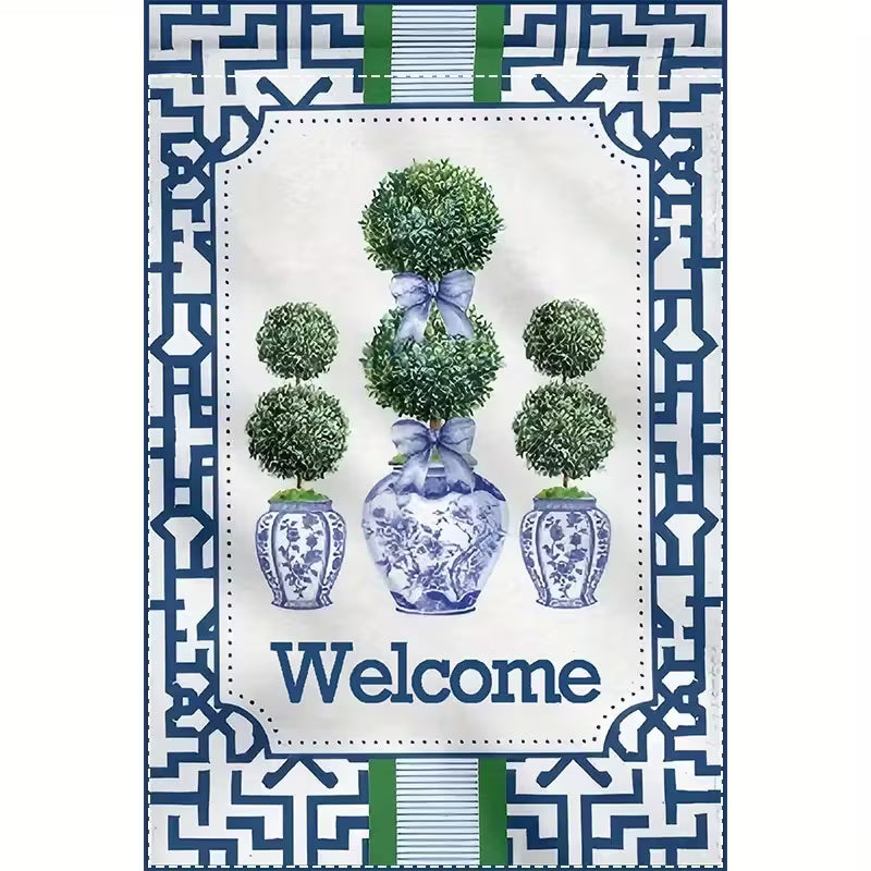 CHARMING CHINESE COURTYARD TOPIARY FLAG