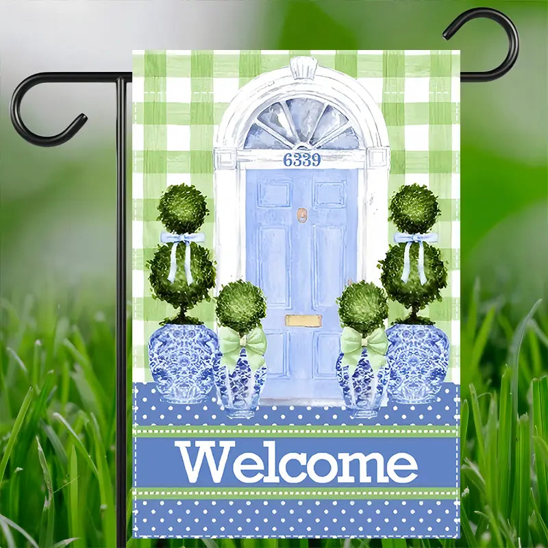 Charming Chinese Style Courtyard Garden Flag - Blue and White