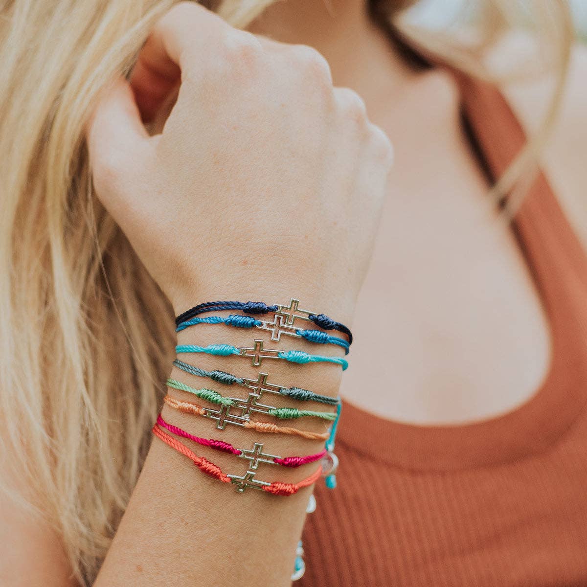 Filled By Faith Bracelet-Navy / Gold