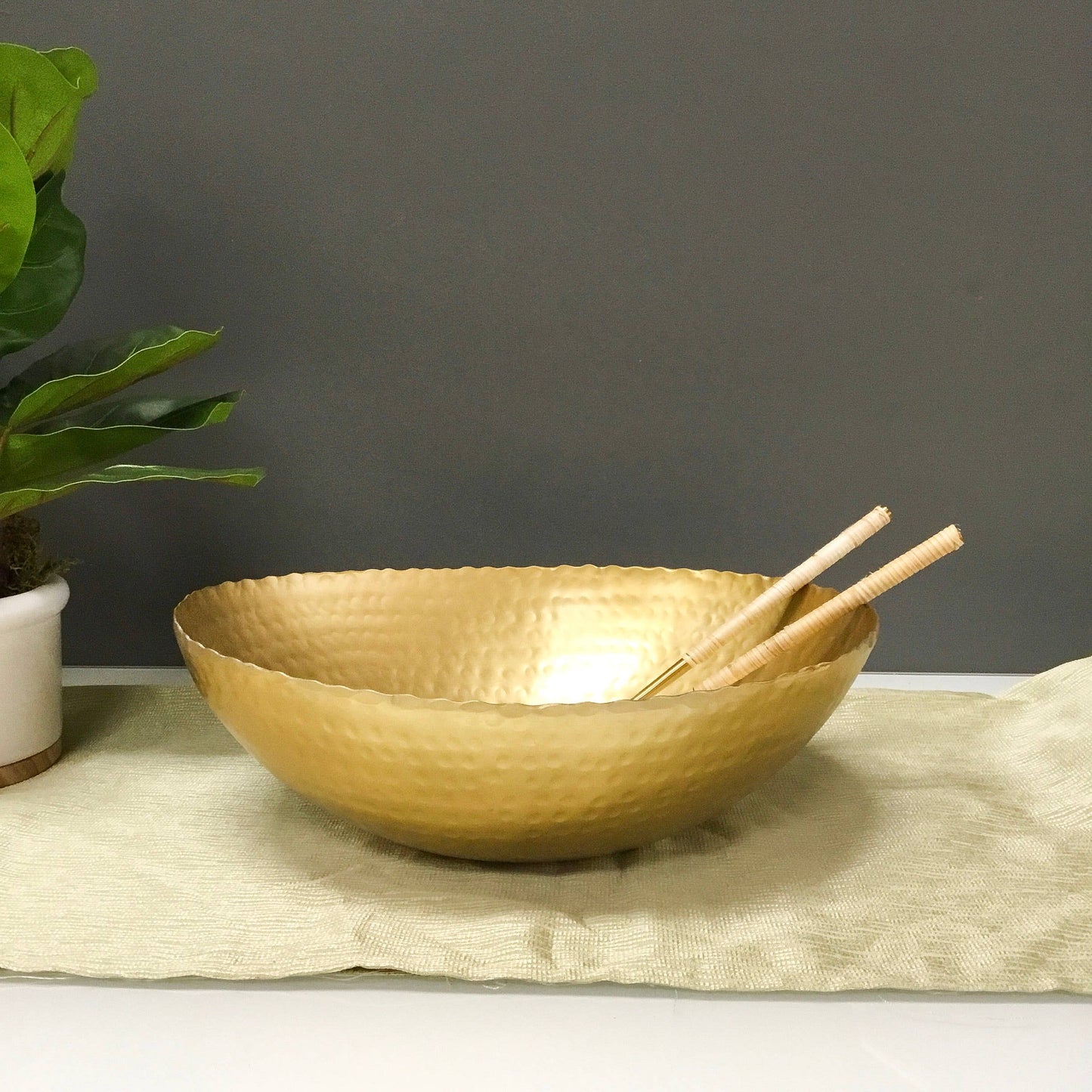 Gold Hammered Oval Bowl